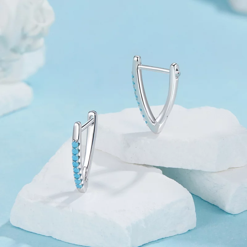 (image pour) Boucles d'oreilles PANDORA Style en forme de V en turquoise - BSE1020 - Afficher 3