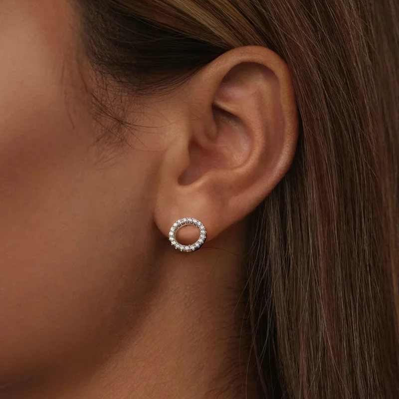 (image pour) Boucles d'oreilles PANDORA Style Nuit Étoilée Moissanite 0.013ct (Deux Certifica - Afficher 5
