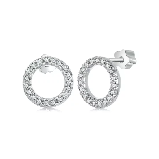 (image pour) Boucles d'oreilles PANDORA Style Nuit Étoilée Moissanite 0.013ct (Deux Certificats) - MSE055