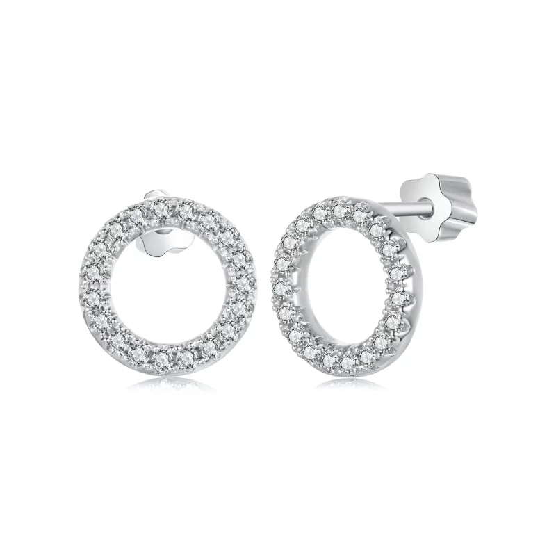 (image pour) Boucles d'oreilles PANDORA Style Nuit Étoilée Moissanite 0.013ct (Deux Certificats) - MSE055