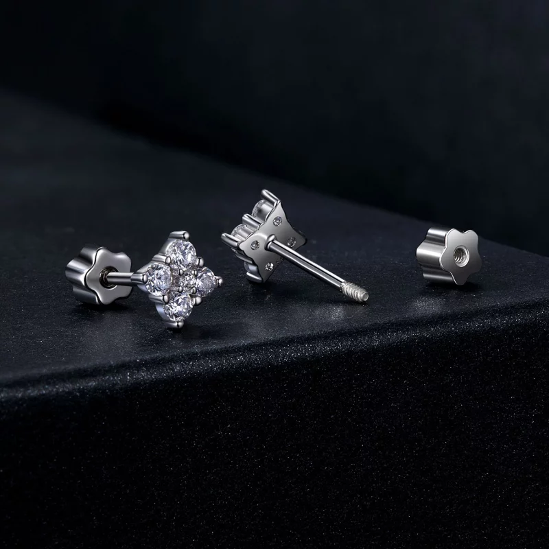 (image pour) Boucles d'oreilles PANDORA Style trèfle à quatre feuilles en moissanite (avec un - Afficher 2