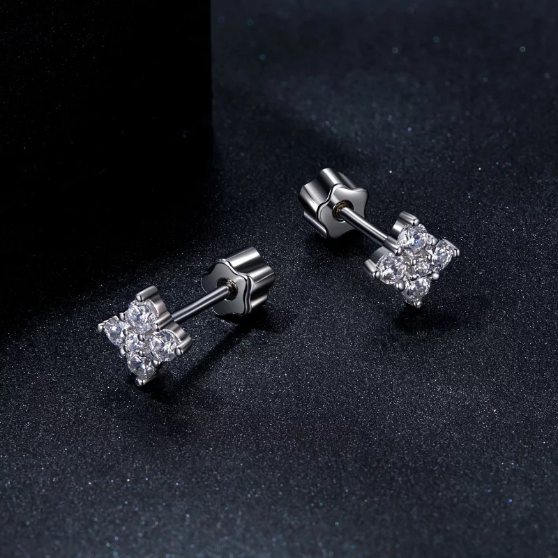 (image pour) Boucles d'oreilles PANDORA Style trèfle à quatre feuilles en moissanite (avec un - Afficher 3