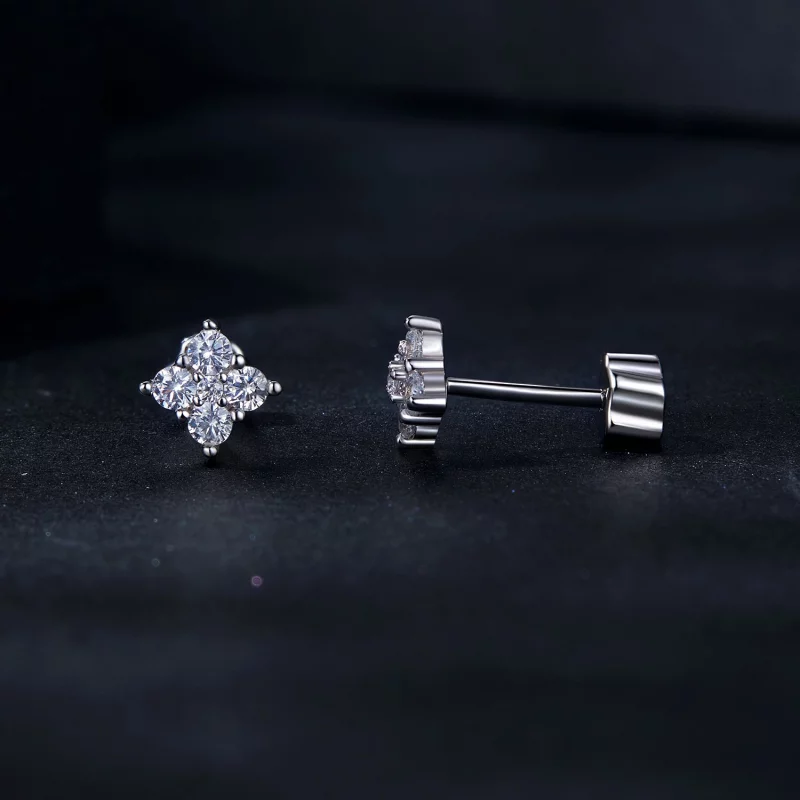 (image pour) Boucles d'oreilles PANDORA Style trèfle à quatre feuilles en moissanite (avec un - Afficher 4