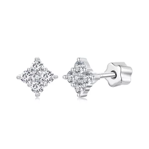 (image pour) Boucles d'oreilles PANDORA Style trèfle à quatre feuilles en moissanite (avec un certificat) - MSE056