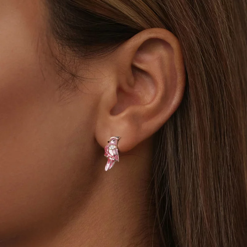 (image pour) Boucles d'oreilles Perroquet Rose Style PANDORA - BSE1005 - Afficher 5