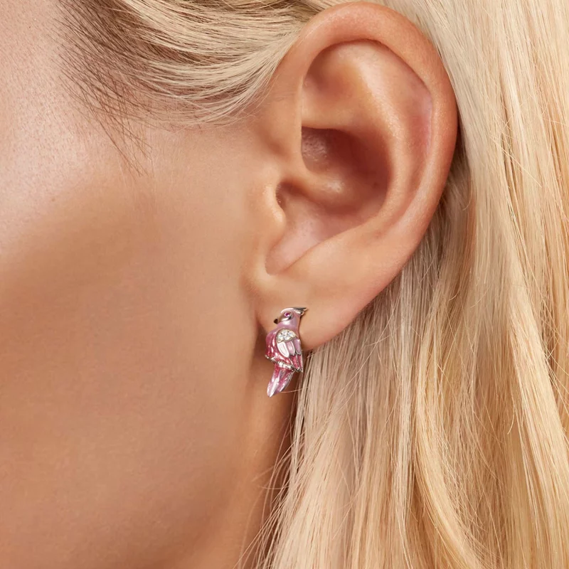 (image pour) Boucles d'oreilles Perroquet Rose Style PANDORA - BSE1005 - Afficher 6