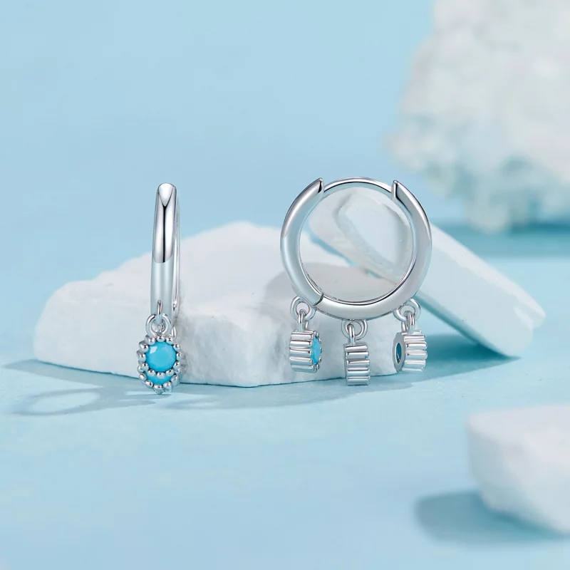 (image pour) Boucles d'oreilles style PANDORA en turquoise - BSE1019 - Afficher 2