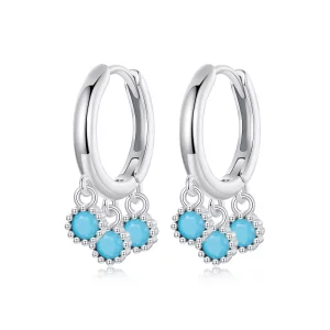 (image pour) Boucles d'oreilles style PANDORA en turquoise - BSE1019