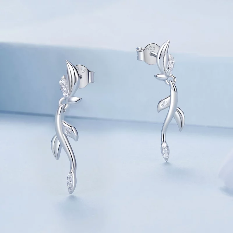 (image pour) Boucles d'oreilles style PANDORA Feuille - BSE1025 - Afficher 3