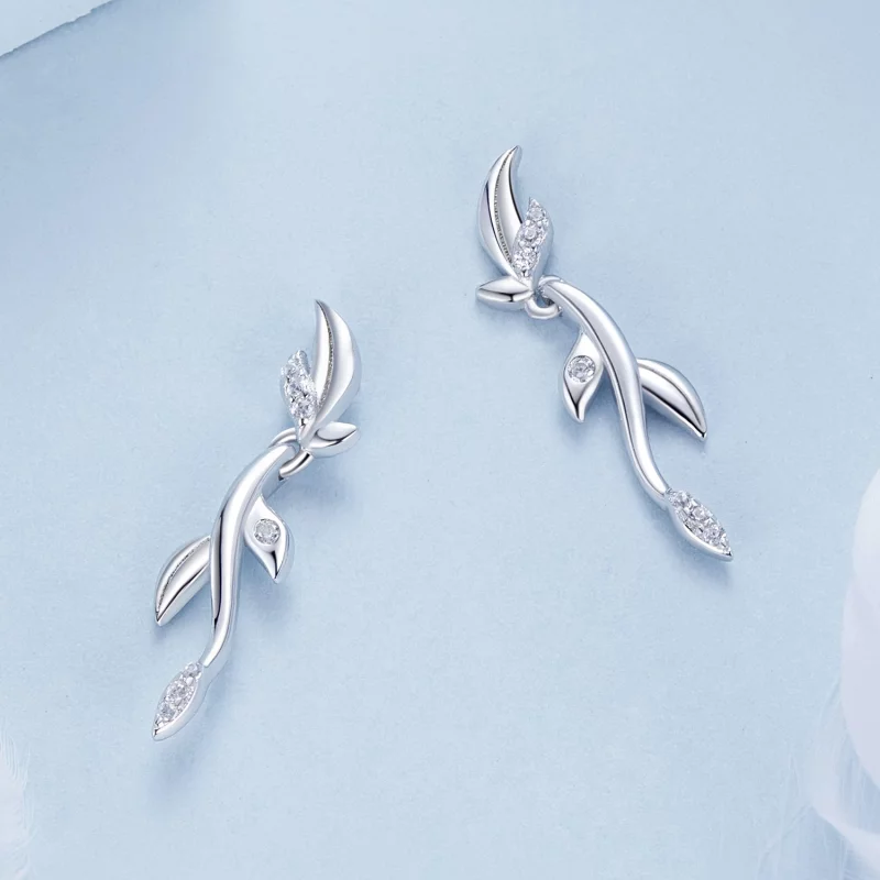 (image pour) Boucles d'oreilles style PANDORA Feuille - BSE1025 - Afficher 4