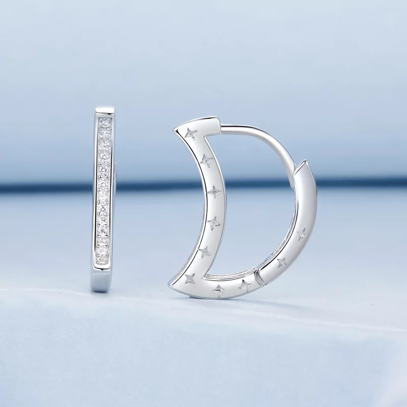 (image pour) Boucles d'oreilles style PANDORA Étoile et Lune - BSE1031 - Afficher 2