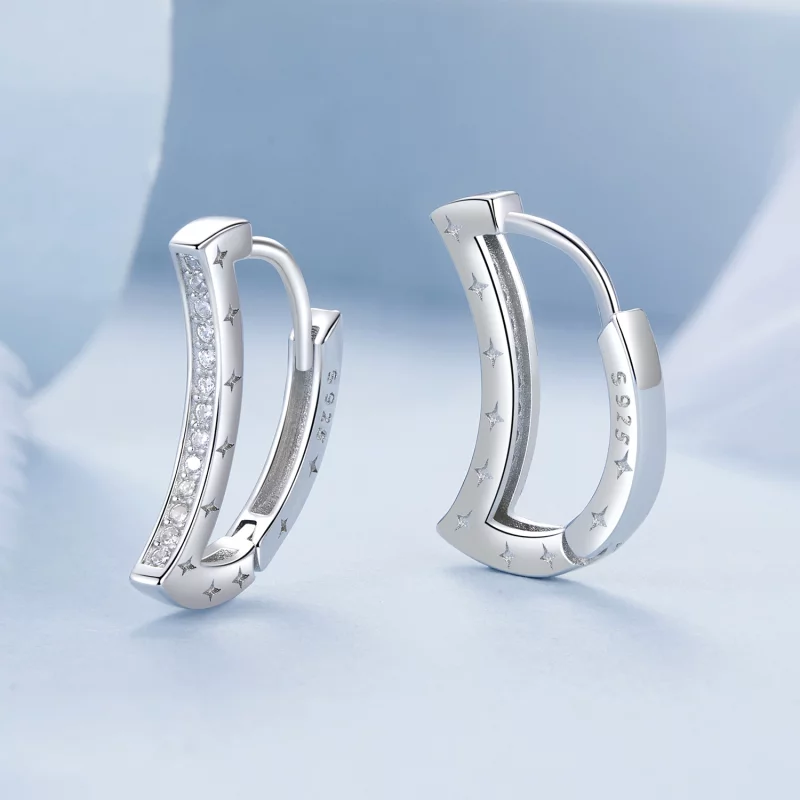 (image pour) Boucles d'oreilles style PANDORA Étoile et Lune - BSE1031 - Afficher 3