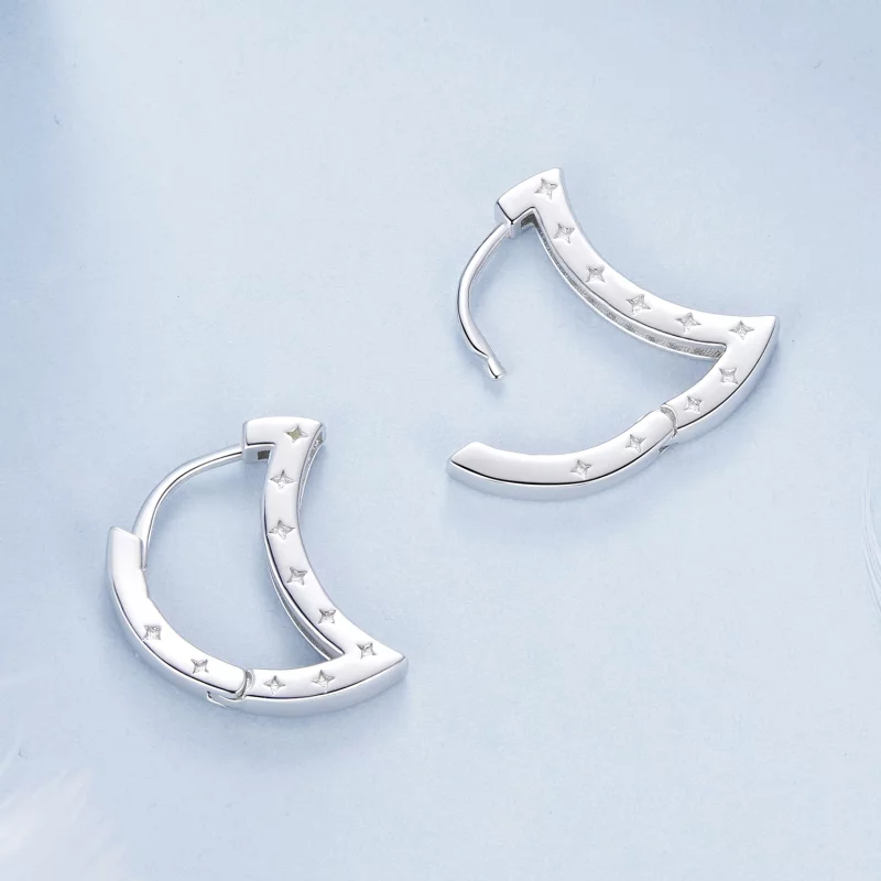 (image pour) Boucles d'oreilles style PANDORA Étoile et Lune - BSE1031 - Afficher 4