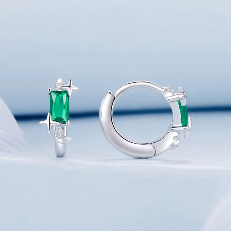 (image pour) Boucles d'oreilles Étoile Émeraude Style PANDORA - BSE1036 - Afficher 2