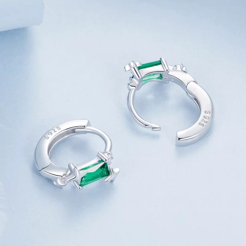 (image pour) Boucles d'oreilles Étoile Émeraude Style PANDORA - BSE1036 - Afficher 4