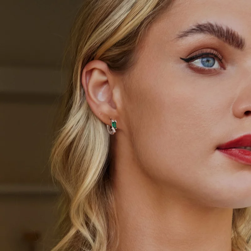 (image pour) Boucles d'oreilles Étoile Émeraude Style PANDORA - BSE1036 - Afficher 7
