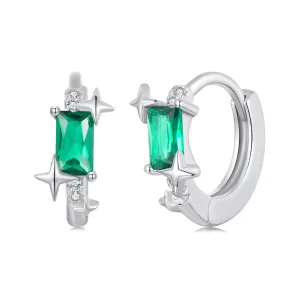 (image pour) Boucles d'oreilles Étoile Émeraude Style PANDORA - BSE1036