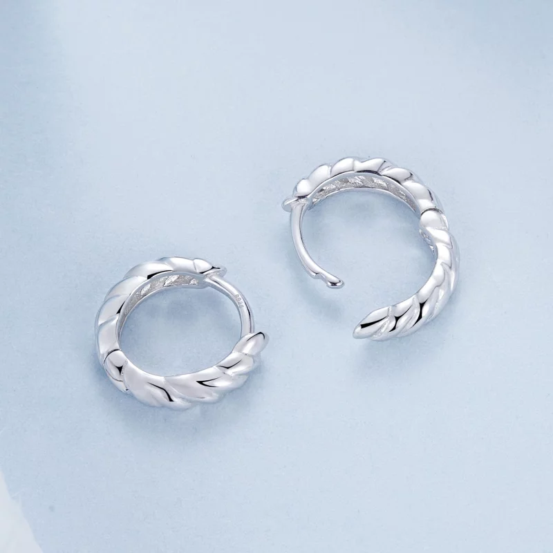 (image pour) Boucles d'oreilles torsade métallique style PANDORA - BSE1024-S - Afficher 4