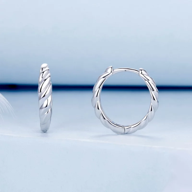 (image pour) Boucles d'oreilles torsadées métalliques style PANDORA - BSE1024-M - Afficher 2