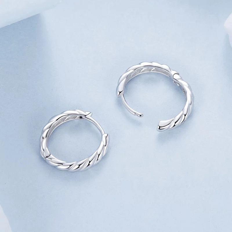(image pour) Boucles d'oreilles torsadées métalliques style PANDORA - BSE1024-M - Afficher 4