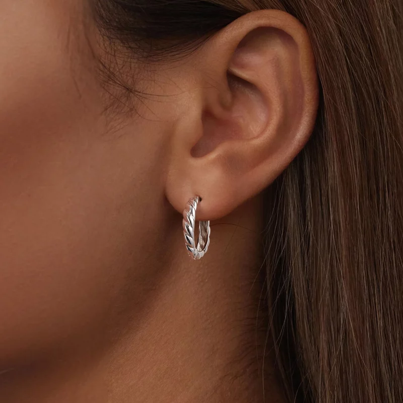 (image pour) Boucles d'oreilles torsadées métalliques style PANDORA - BSE1024-M - Afficher 6