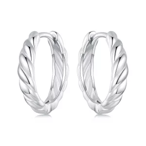 (image pour) Boucles d'oreilles torsadées métalliques style PANDORA - BSE1024-M