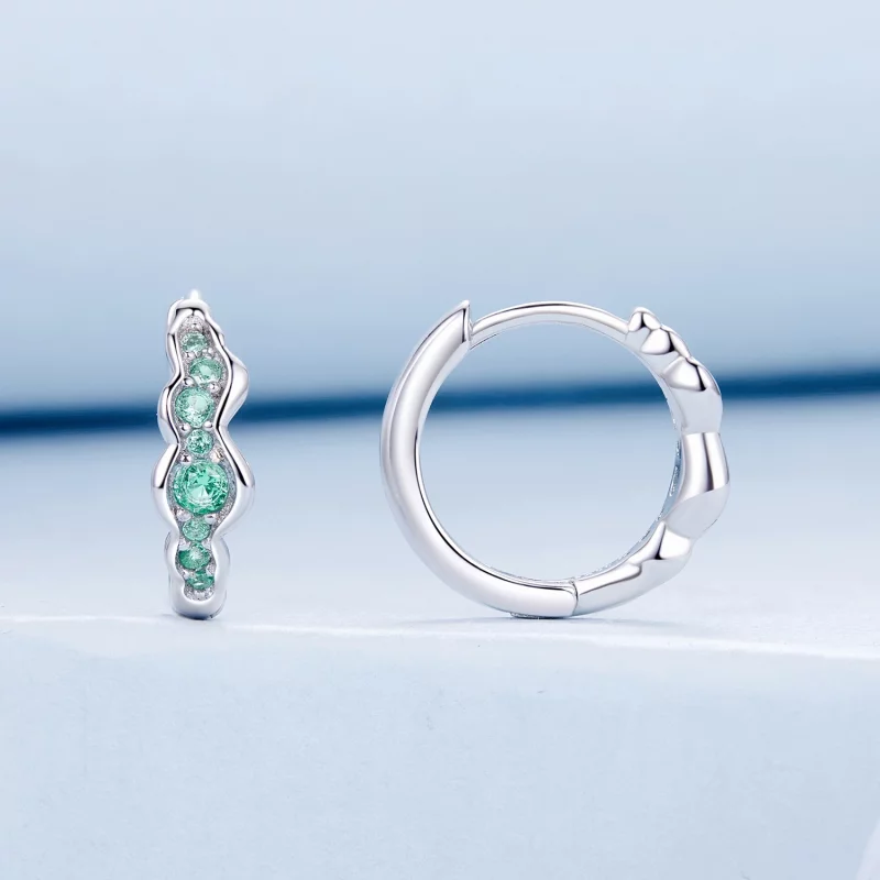(image pour) Boucles d'oreilles Vague Verte Style PANDORA - BSE1034 - Afficher 2