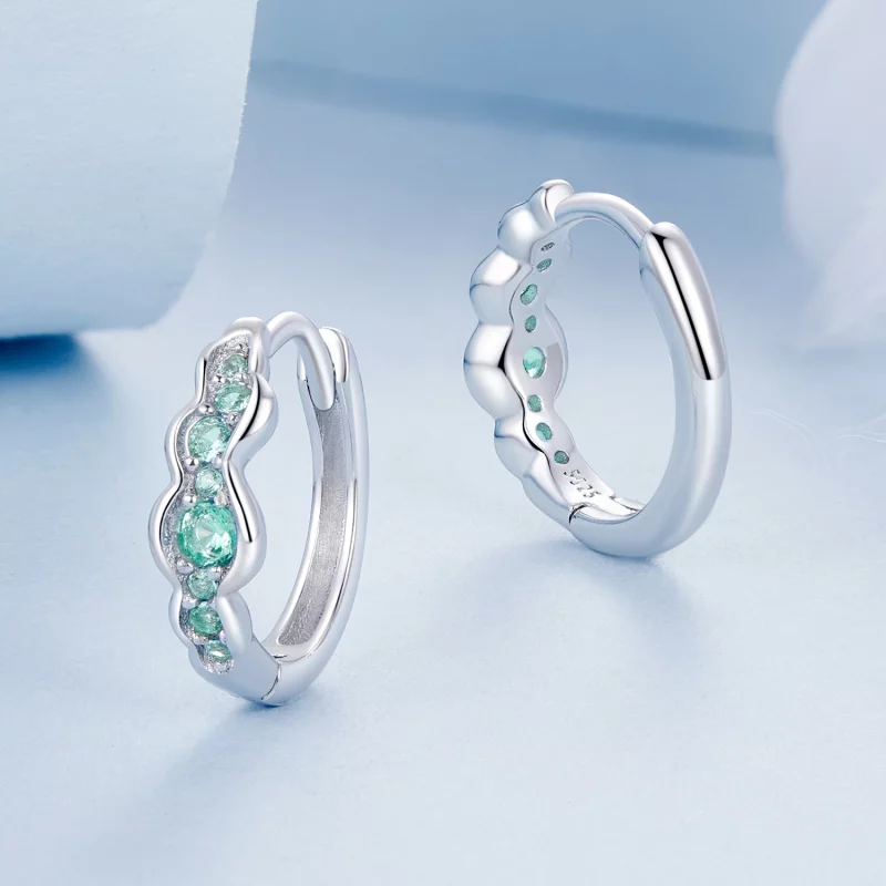 (image pour) Boucles d'oreilles Vague Verte Style PANDORA - BSE1034 - Afficher 3