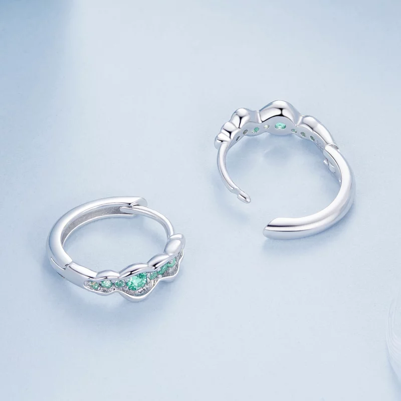 (image pour) Boucles d'oreilles Vague Verte Style PANDORA - BSE1034 - Afficher 4