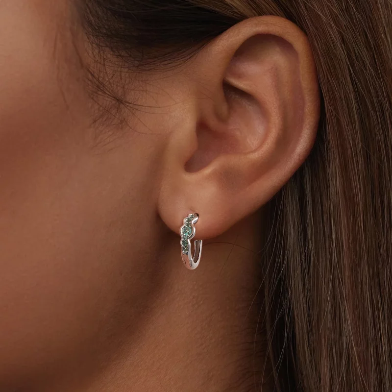 (image pour) Boucles d'oreilles Vague Verte Style PANDORA - BSE1034 - Afficher 6