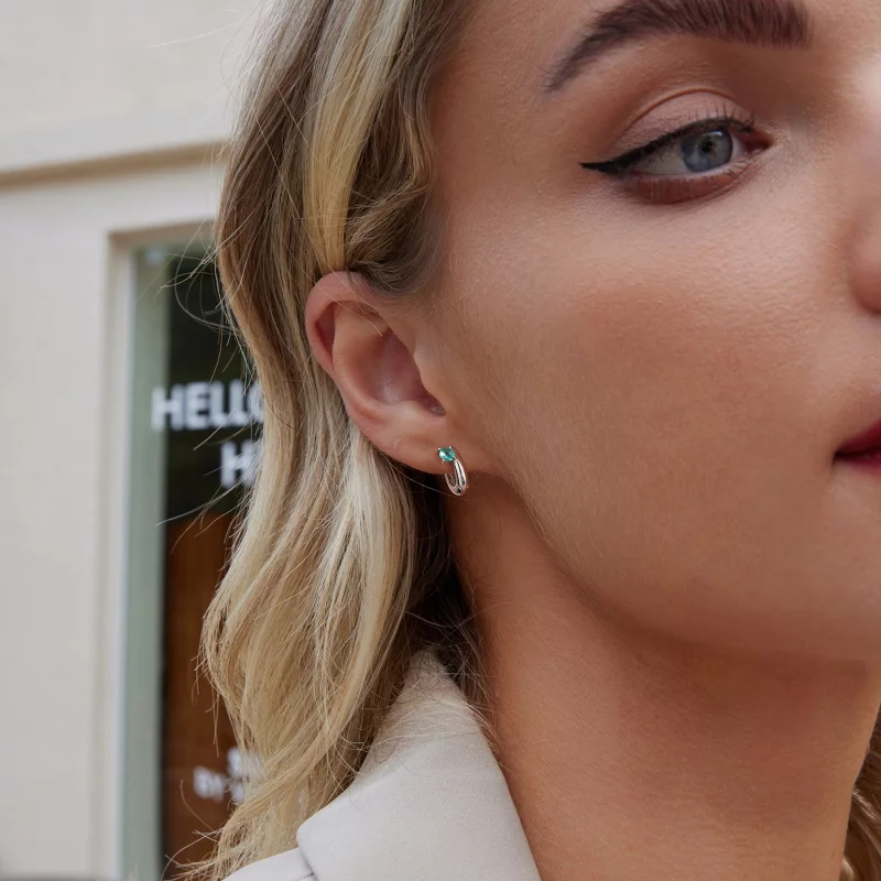 (image pour) Boucles d'oreilles vertes style PANDORA - BSE1030 - Afficher 7