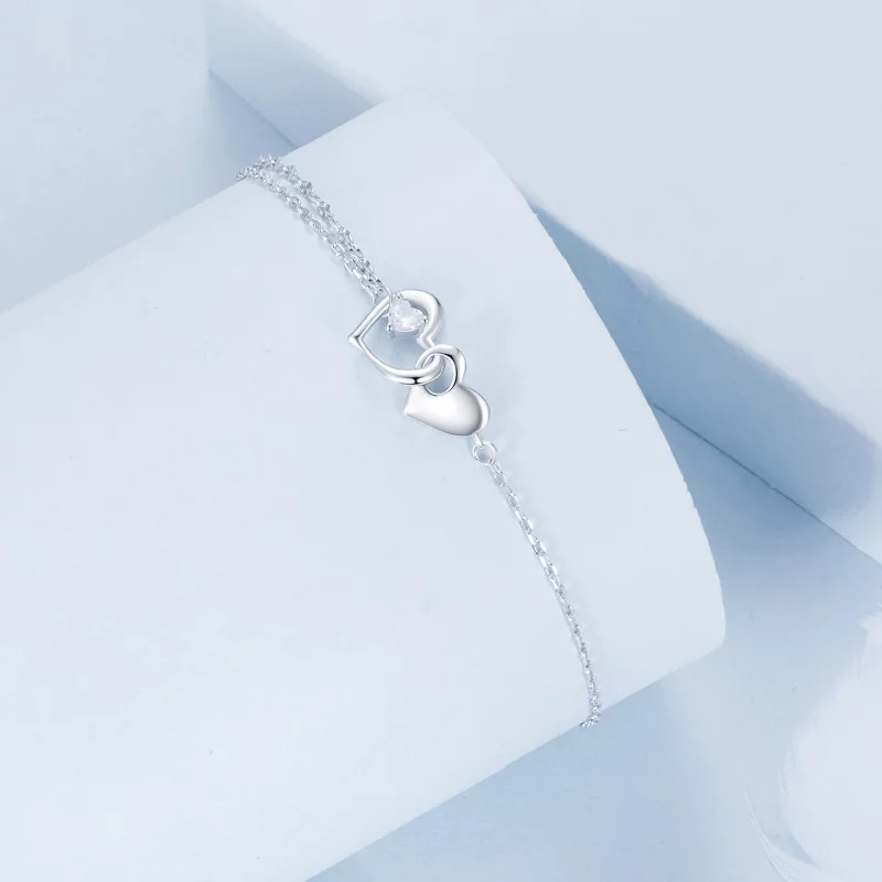 (image pour) Bracelet Double Cœur Style PANDORA - BSB178 - Afficher 2