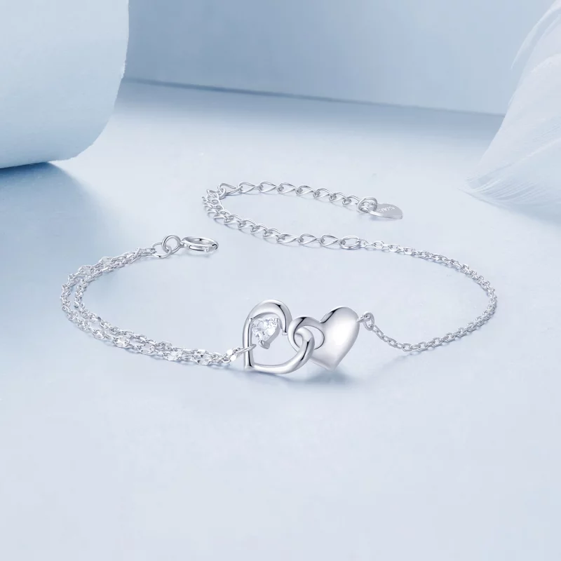 (image pour) Bracelet Double Cœur Style PANDORA - BSB178 - Afficher 3