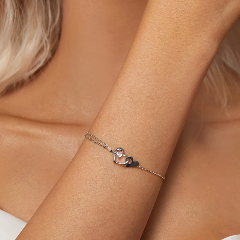 (image pour) Bracelet Double Cœur Style PANDORA - BSB178 - Afficher 5