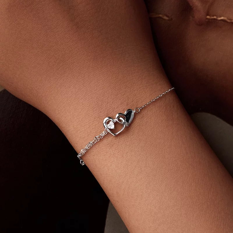 (image pour) Bracelet Double Cœur Style PANDORA - BSB178 - Afficher 7