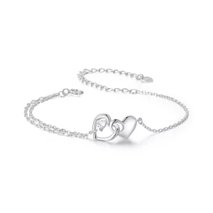 Bracelet Double Cœur Style PANDORA - BSB178 (image pour) Bracelet Double Cœur Style PANDORA - BSB178