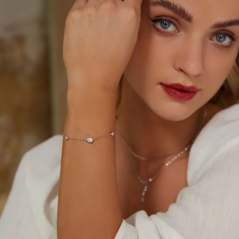 (image pour) Bracelet Étoilé en Moissanite Style PANDORA (avec un certificat) - MSB018 - Afficher 6
