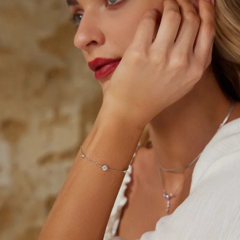 (image pour) Bracelet Étoilé en Moissanite Style PANDORA (avec un certificat) - MSB018 - Afficher 7