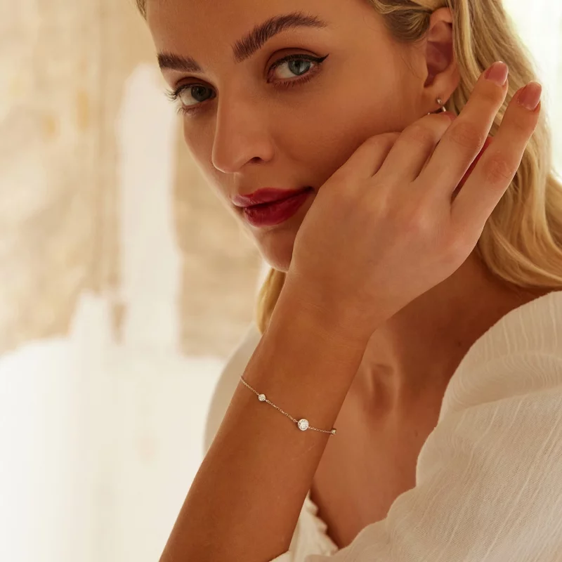 (image pour) Bracelet Étoilé en Moissanite Style PANDORA (avec un certificat) - MSB018 - Afficher 8