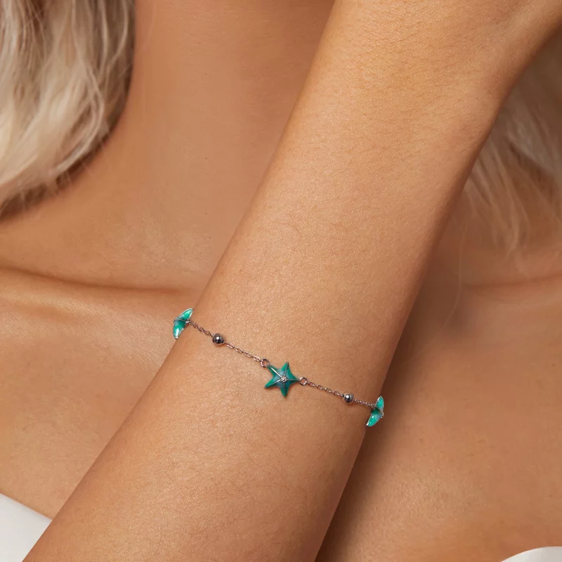 (image pour) Bracelet Étoile de Mer Turquoise Style PANDORA - SCB276 - Afficher 5