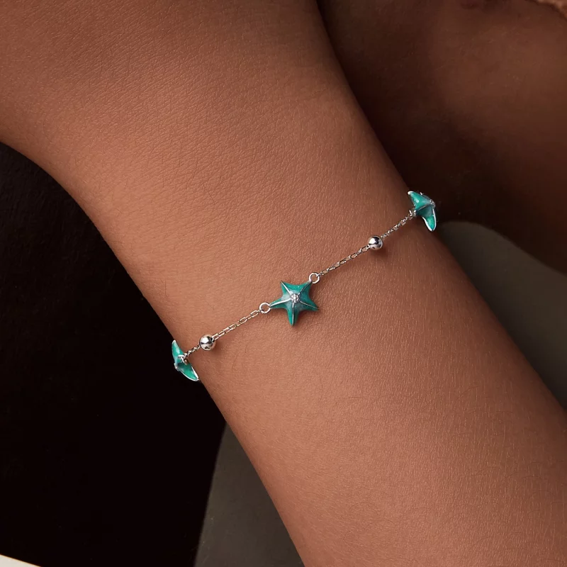 (image pour) Bracelet Étoile de Mer Turquoise Style PANDORA - SCB276 - Afficher 7