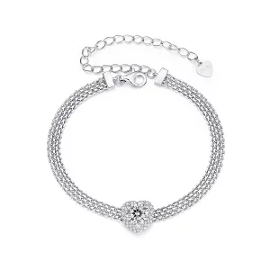 (image pour) Bracelet Tressé Cœur Moissanite Style PANDORA (avec un certificat) - MSB019