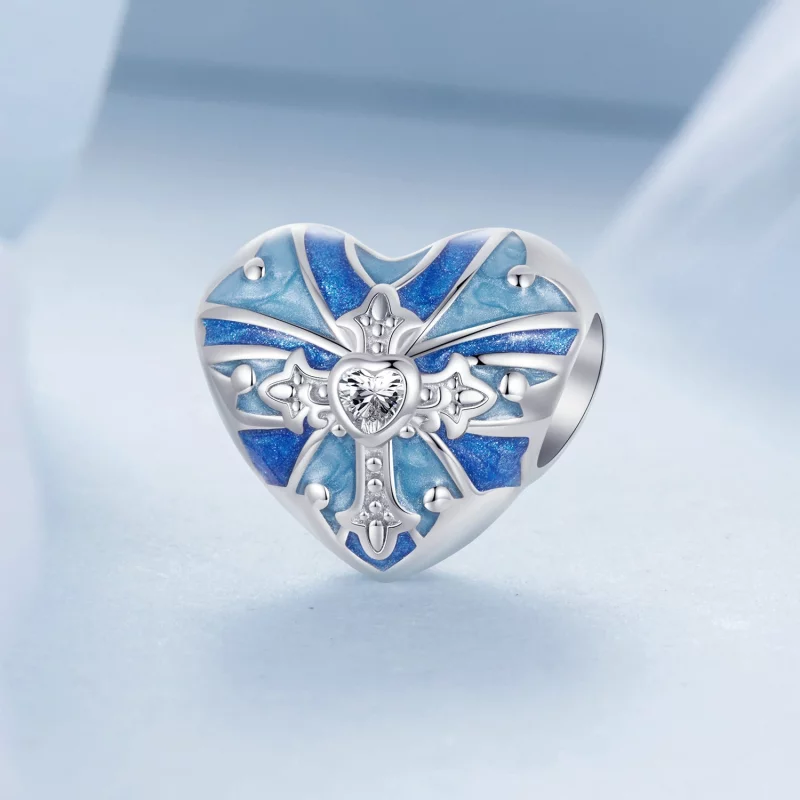 (image pour) Charme croix en forme de cœur style PANDORA - BSC1024 - Afficher 2