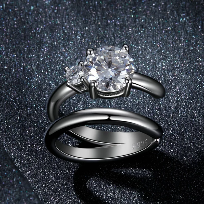 (image pour) Collier d'oreille double moissanite style PANDORA (avec un certificat) - MSE058 - Afficher 2