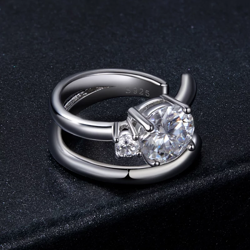 (image pour) Collier d'oreille double moissanite style PANDORA (avec un certificat) - MSE058 - Afficher 3