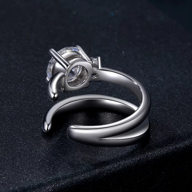 (image pour) Collier d'oreille double moissanite style PANDORA (avec un certificat) - MSE058 - Afficher 4