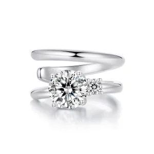 (image pour) Collier d'oreille double moissanite style PANDORA (avec un certificat) - MSE058