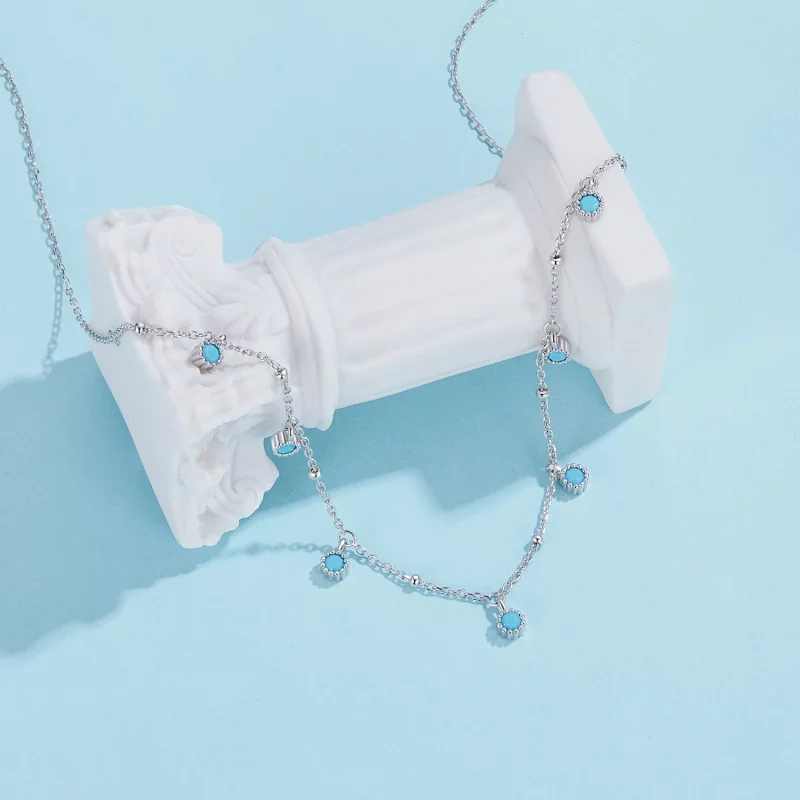 (image pour) Collier Turquoise Style PANDORA - BSN388 - Afficher 2