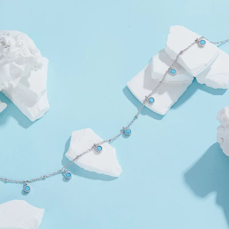 (image pour) Collier Turquoise Style PANDORA - BSN388 - Afficher 3
