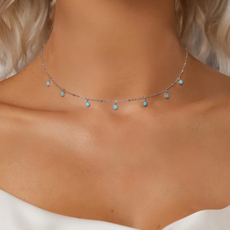 (image pour) Collier Turquoise Style PANDORA - BSN388 - Afficher 5